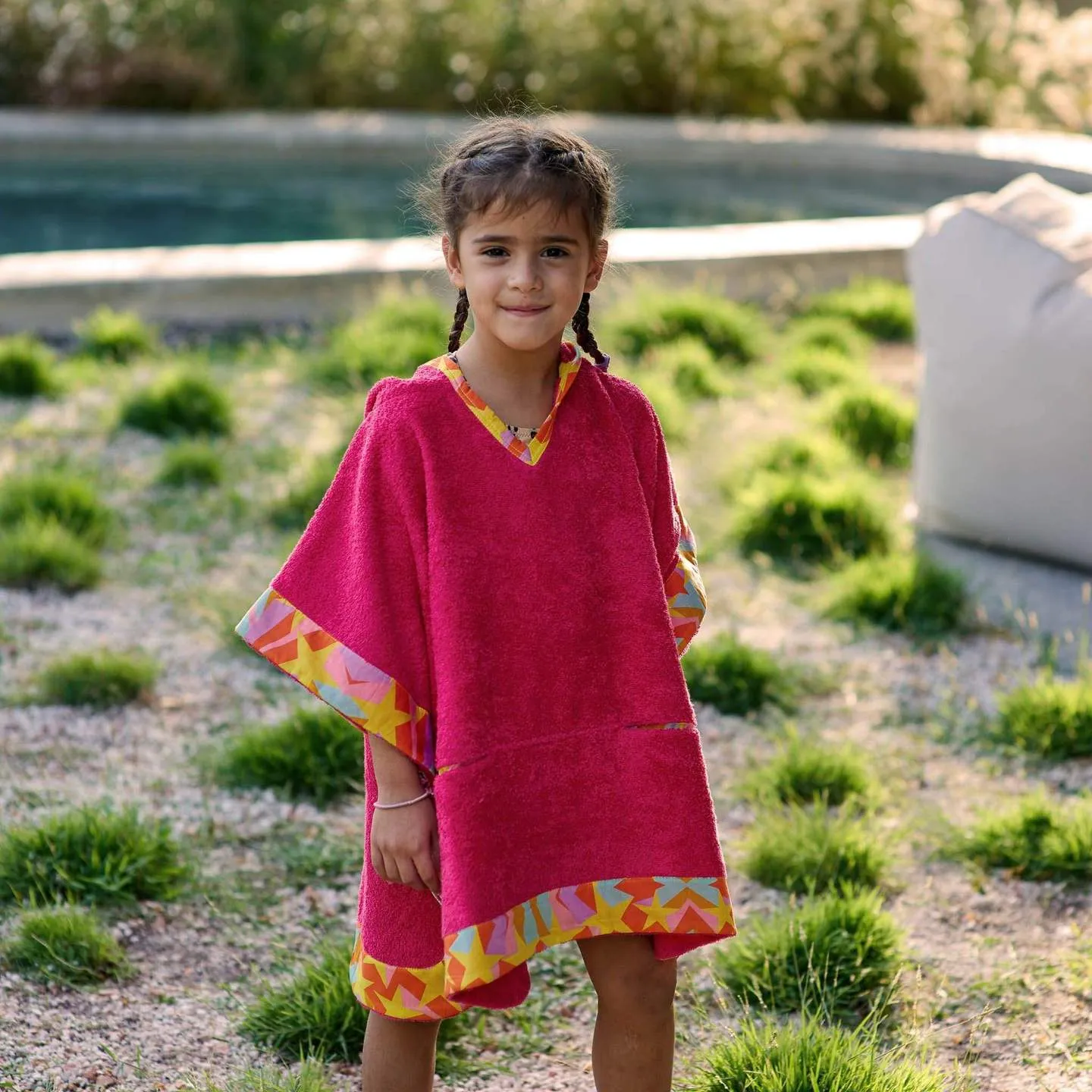 Shooting stars fluo kids poncho