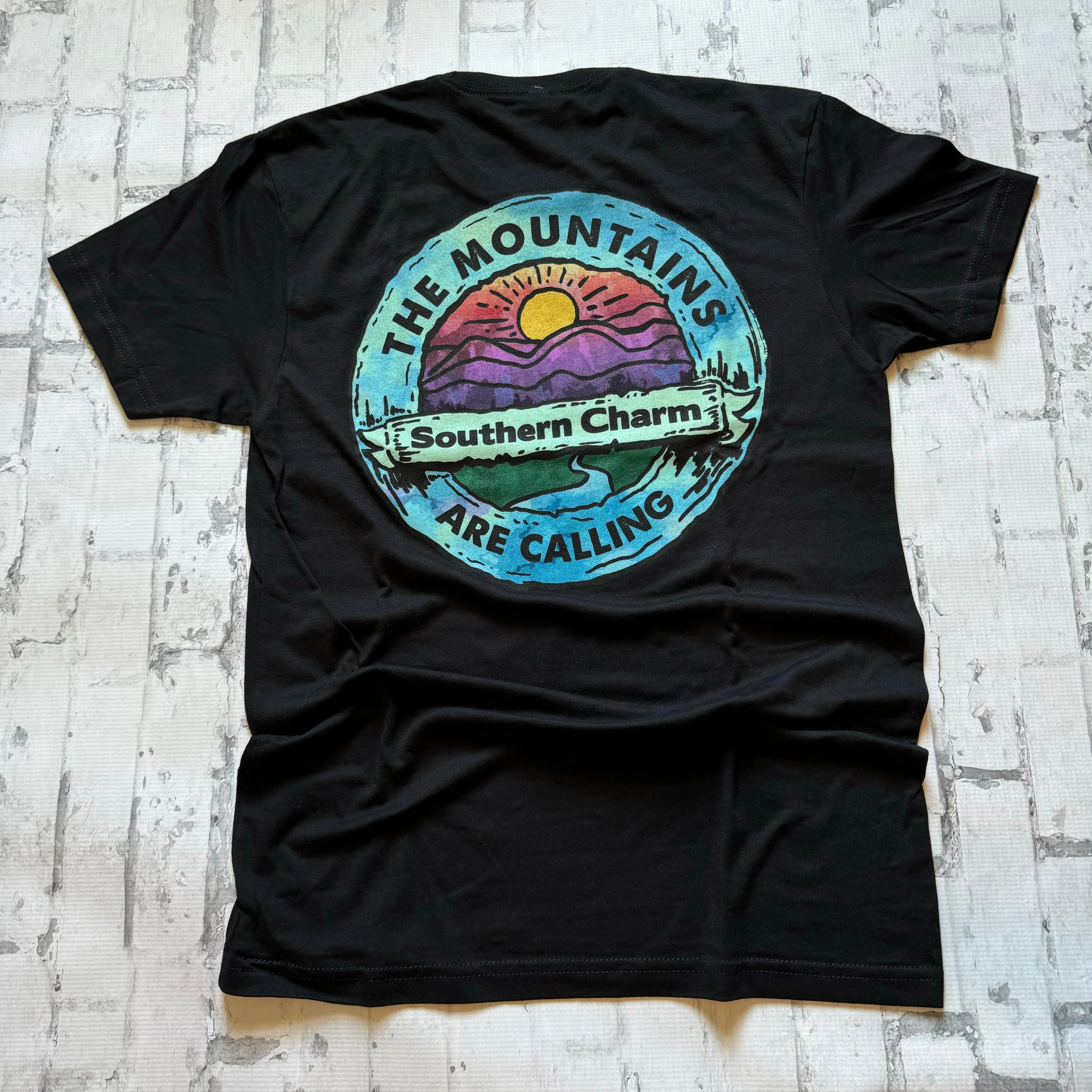Southern Charm “Watercolor MTN" Short Sleeve T-shirt - Black (Copy)