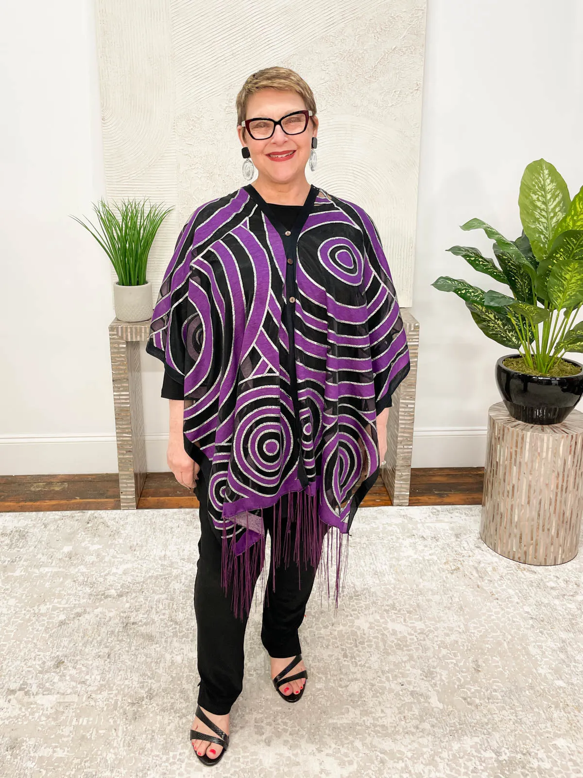 Spiral Burnout Multi-Way Topper, Purple