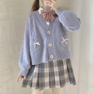 Spring Knit Cute Bow Cardigan Sweater