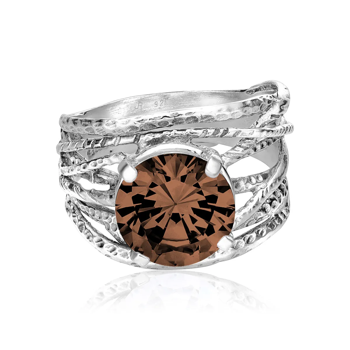 Sterling Silver Smokey CZ Wrap Ring