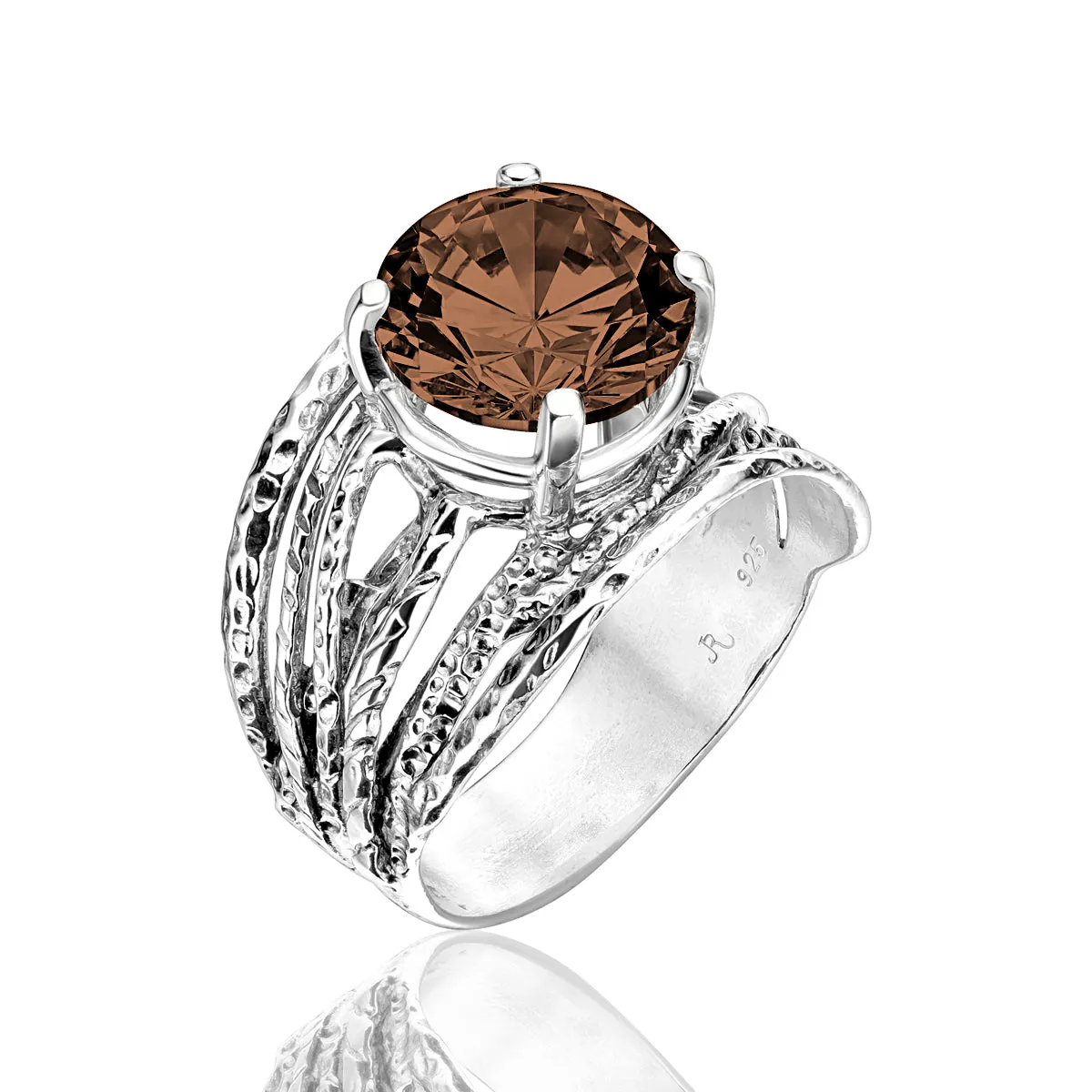 Sterling Silver Smokey CZ Wrap Ring