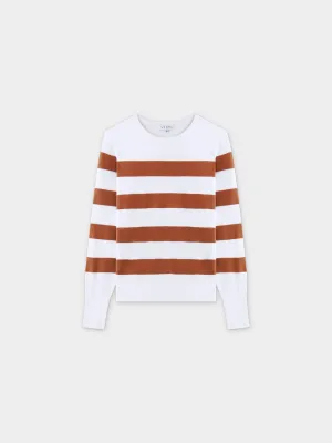 Striped Cotton Sweater-Brown