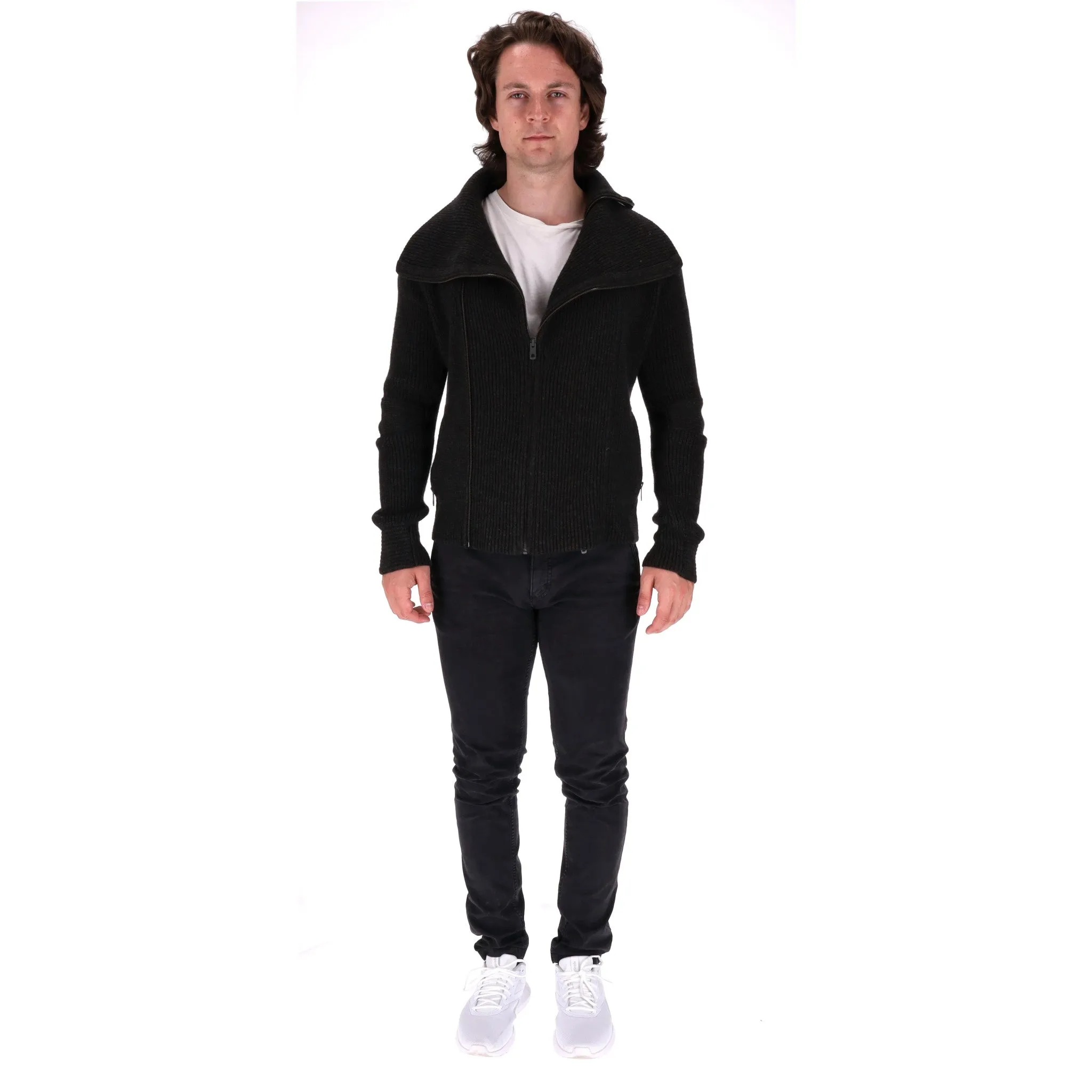 System Alpaca & Wool Blend Zipped Cardigan. Size L