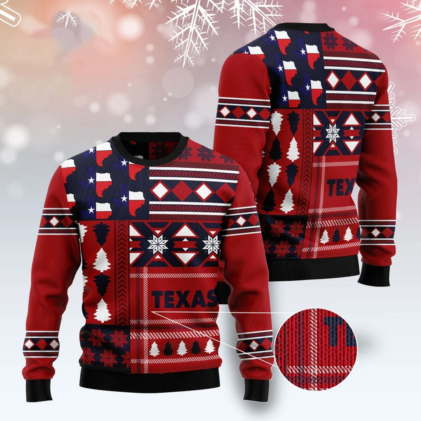 Texas Red Pattern Funny Ugly Christmas Sweater, Christmas Shirt, Texas Ugly Sweater