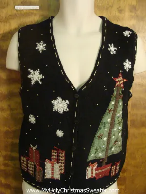 Tree and Tons of Presents Bad Christmas Sweater Vest