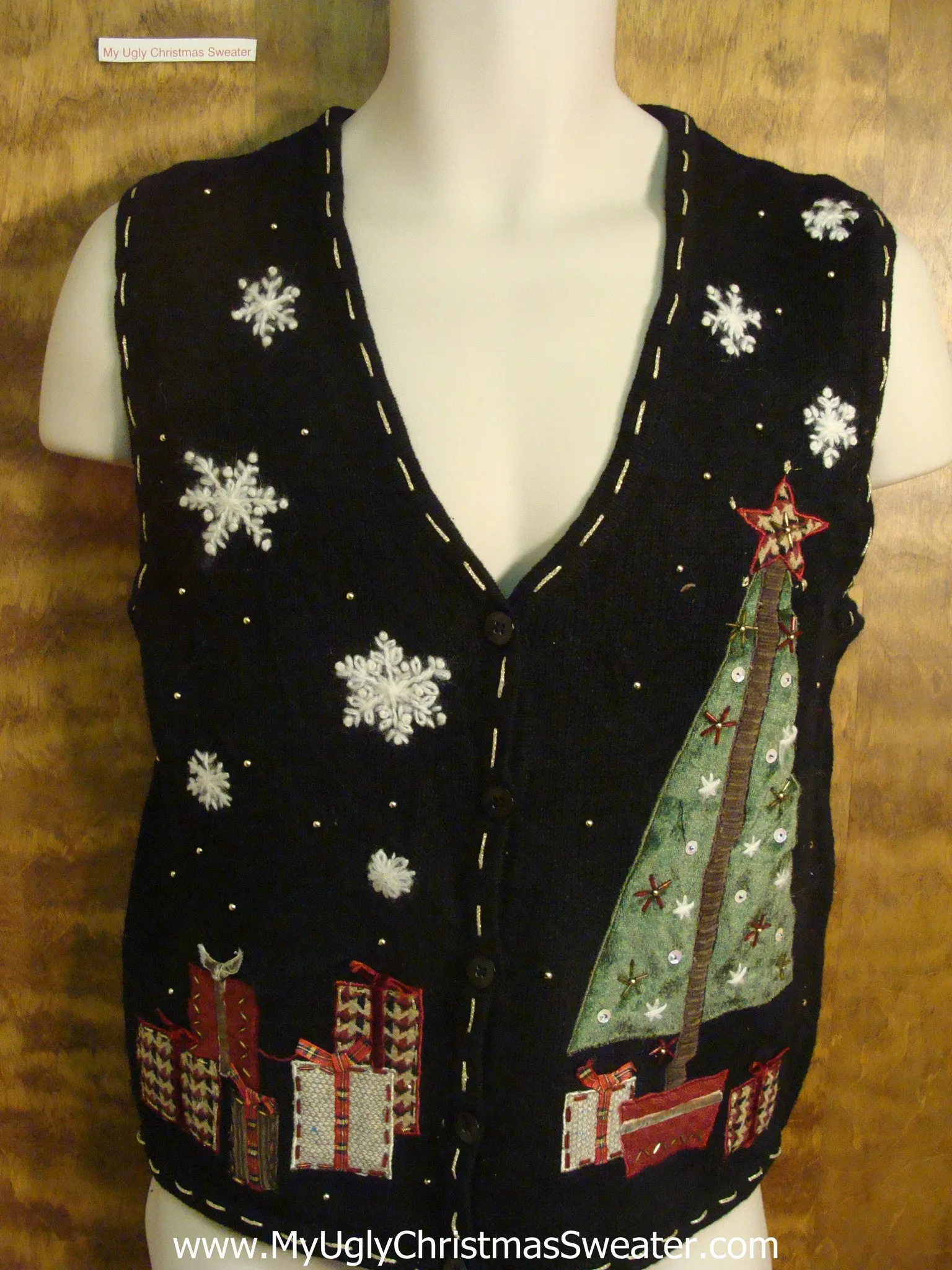 Tree and Tons of Presents Bad Christmas Sweater Vest
