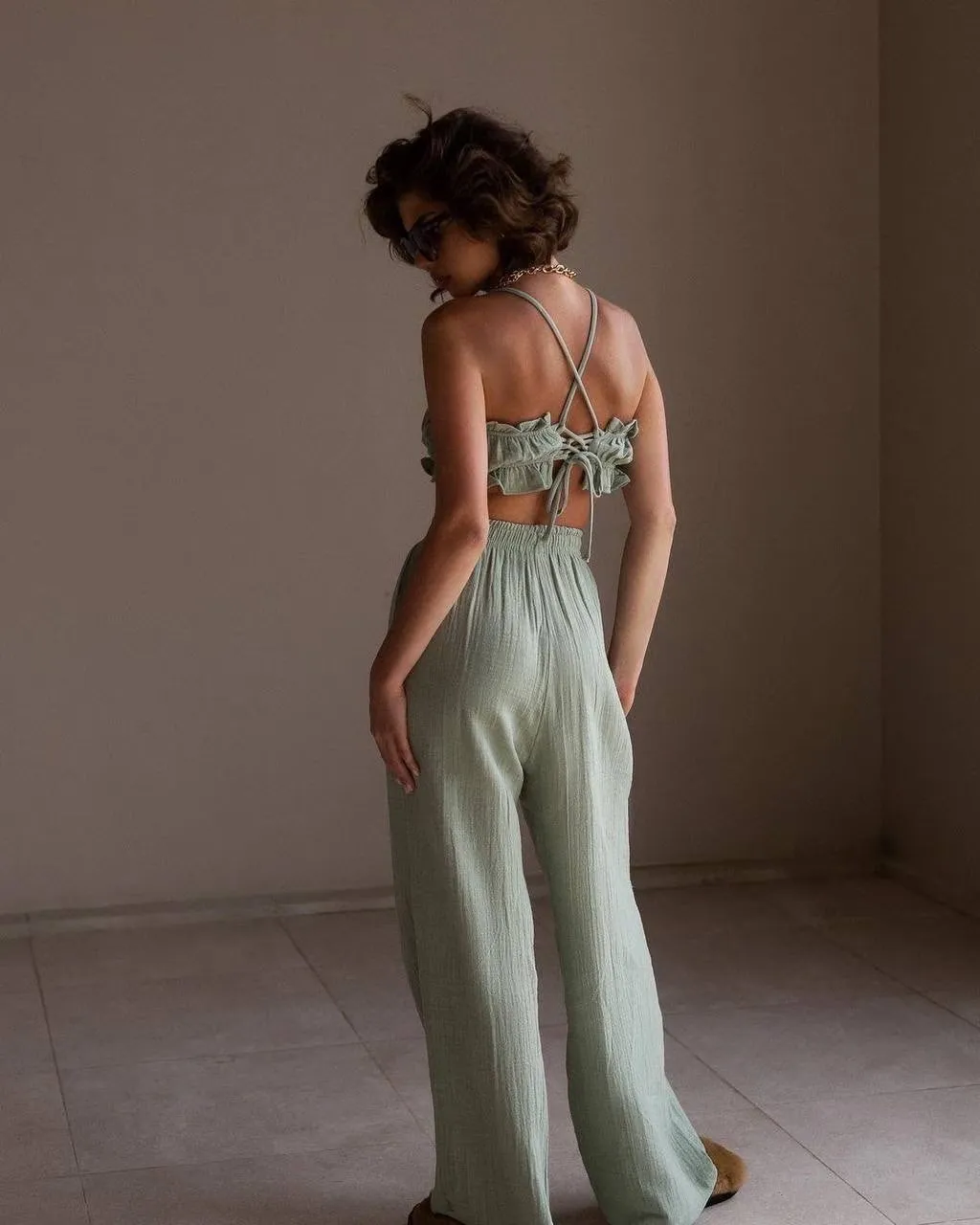 Two Layers Gauze Set, Boho Two Piece Set Women