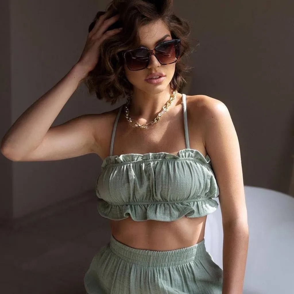 Two Layers Gauze Set, Boho Two Piece Set Women