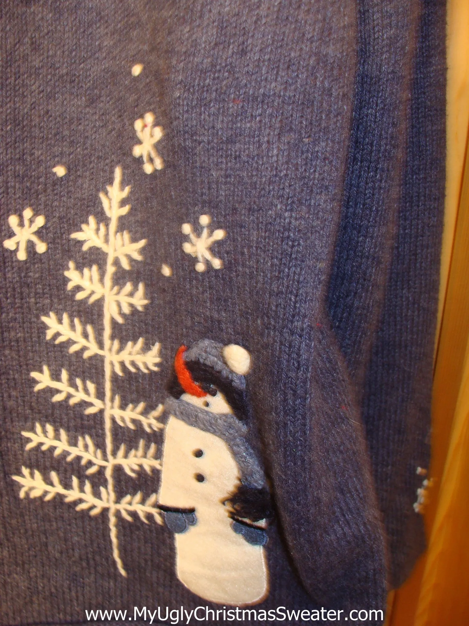 Two Sided Blue Snowman Themed Light Up Sweater