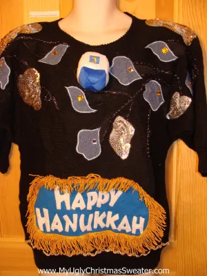 Ugly Christmas Sweater Party Hanukkah Sweater Vintage 80s (j142)