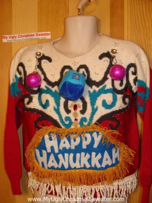 Ugly Christmas Sweater Party Hanukkah Sweater Vintage 80s (j178)
