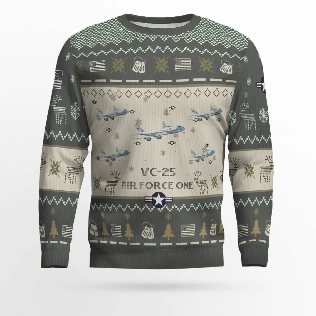 VC-25 Air Force One Aircraft Ugly Sweater, Ugly Sweater Christmas Shirt for Men Dad Veteran