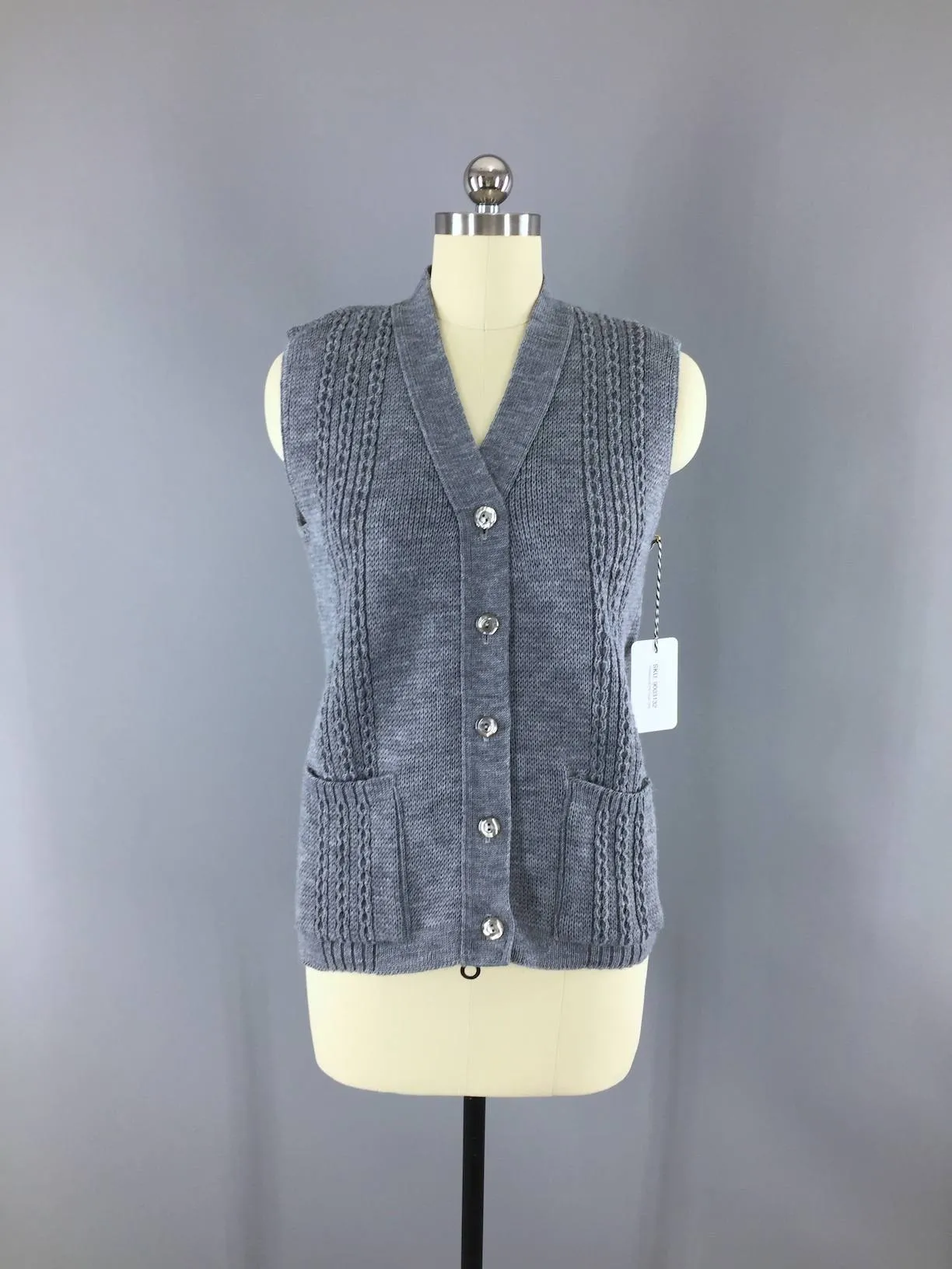 Vintage 1970s Cardigan Sweater Vest