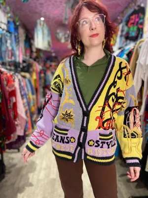 Vintage 80s Artistic Memories Patchwork Cardigan