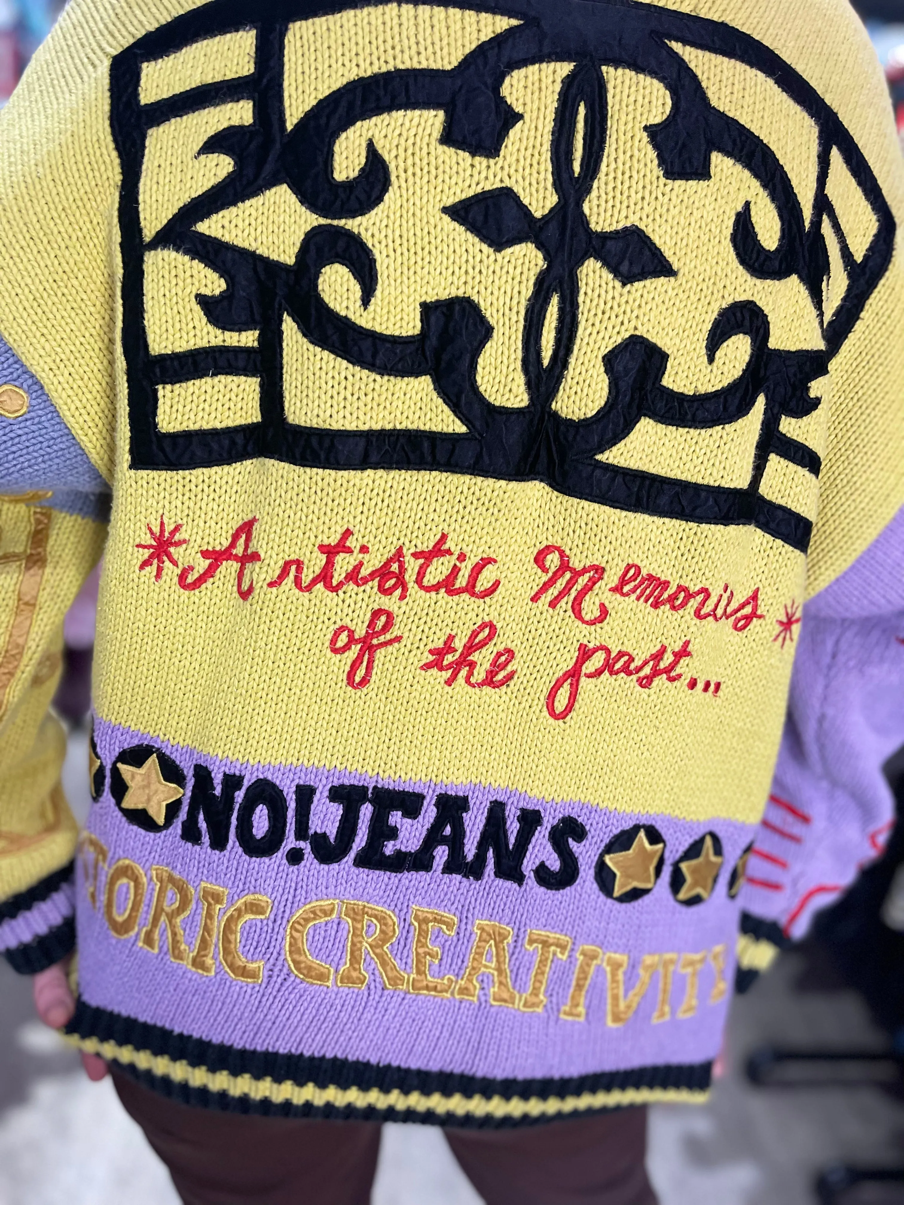 Vintage 80s Artistic Memories Patchwork Cardigan