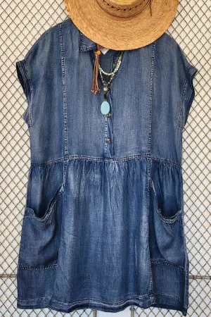 Washed Chambray Mini Dress