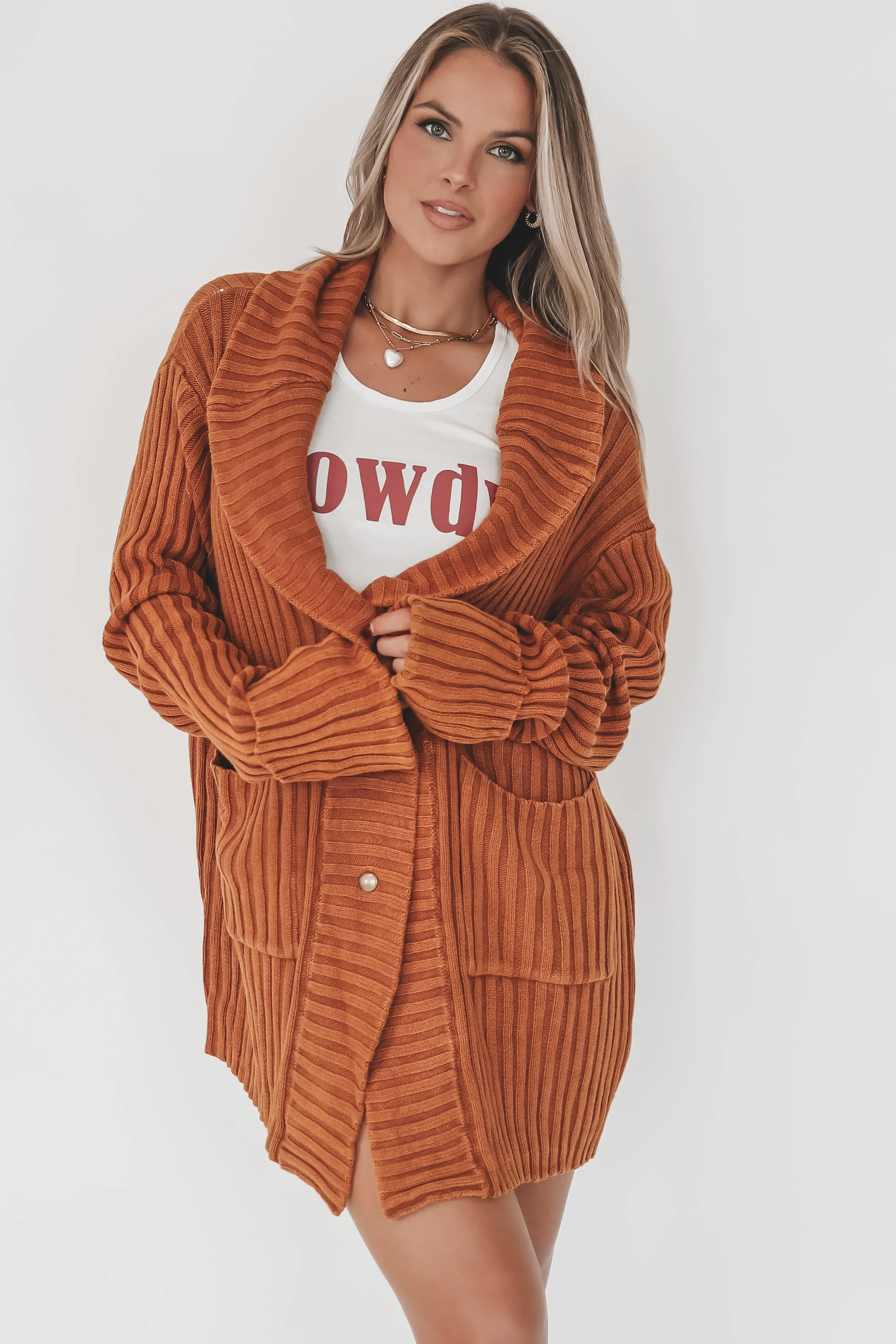 With A Side Of Comfy Washed Long Sleeve Sweater Cardigan
