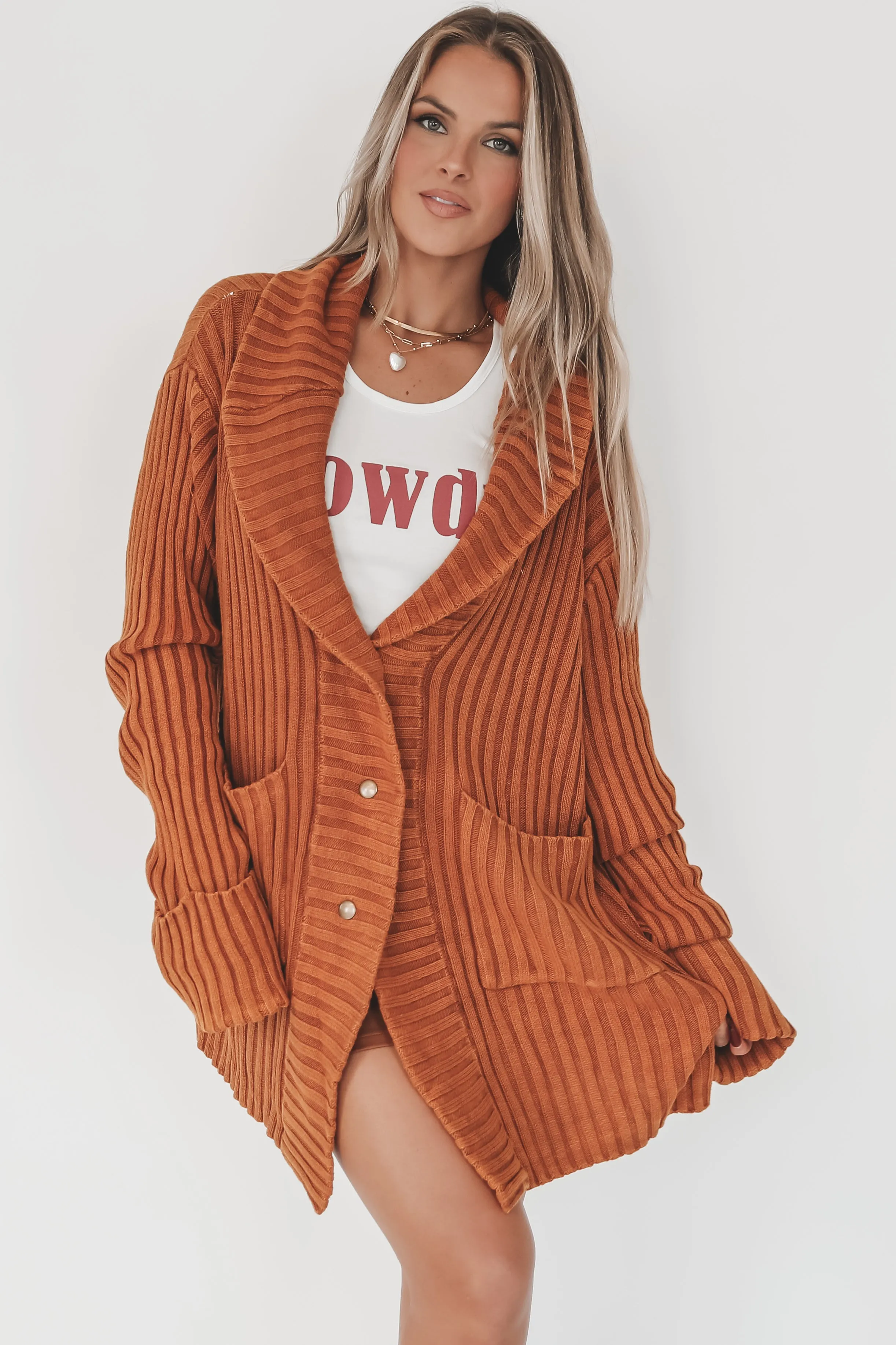 With A Side Of Comfy Washed Long Sleeve Sweater Cardigan