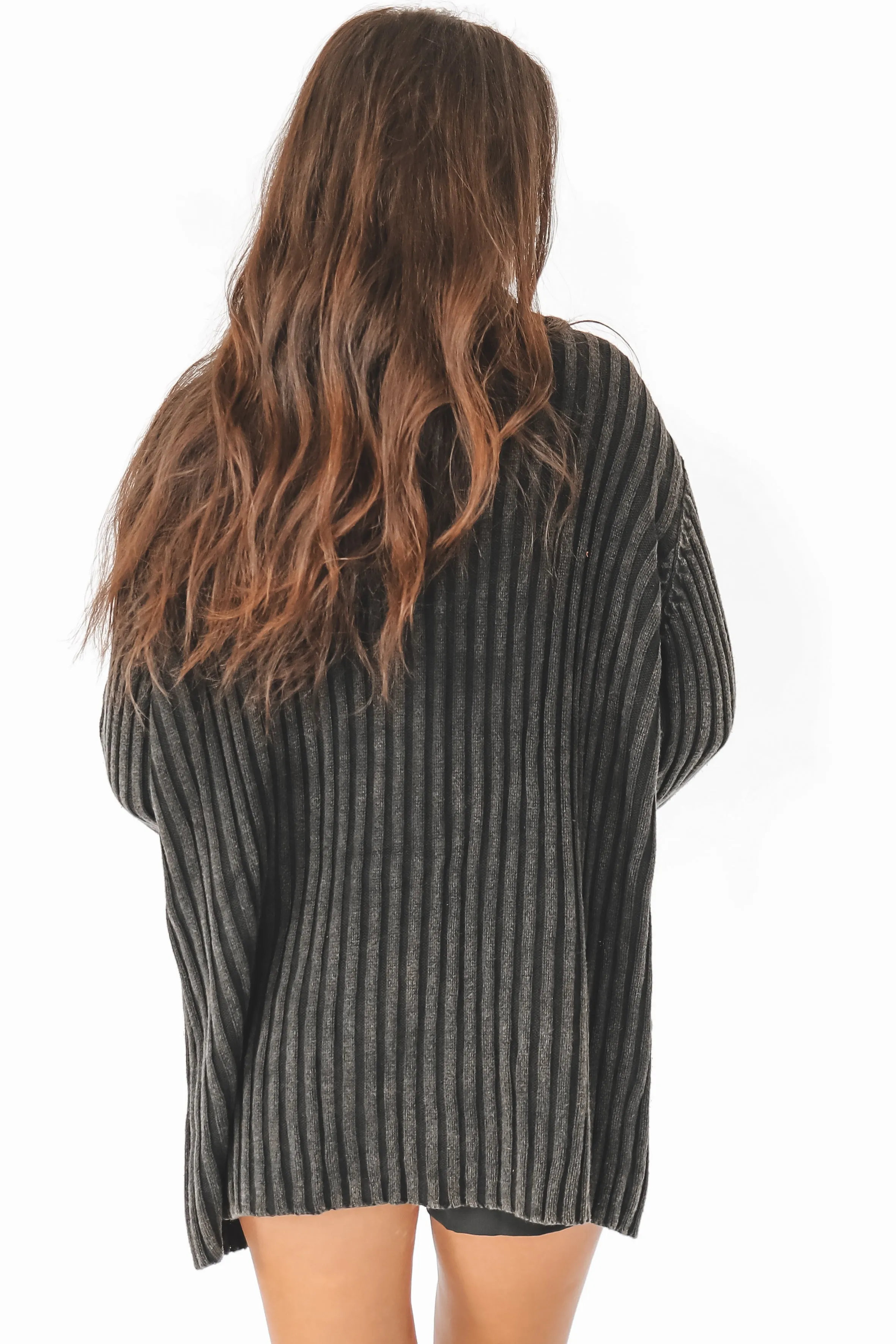 With A Side Of Comfy Washed Long Sleeve Sweater Cardigan