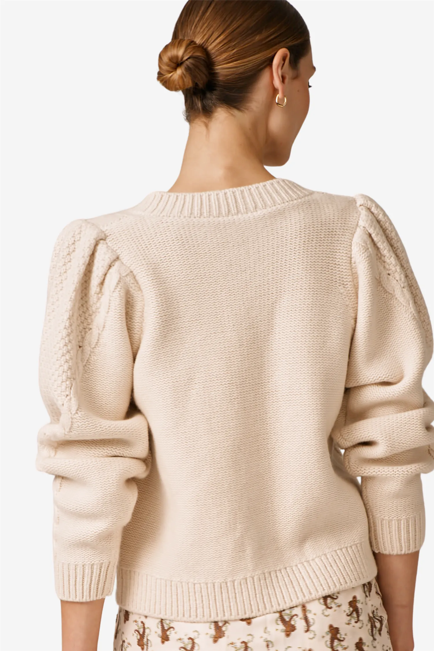 Wool Puffed Cardigan Off White