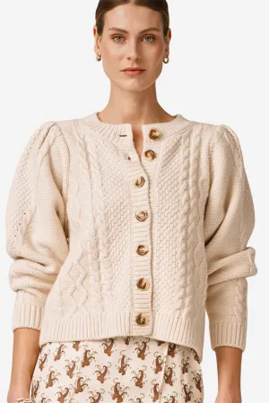Wool Puffed Cardigan Off White