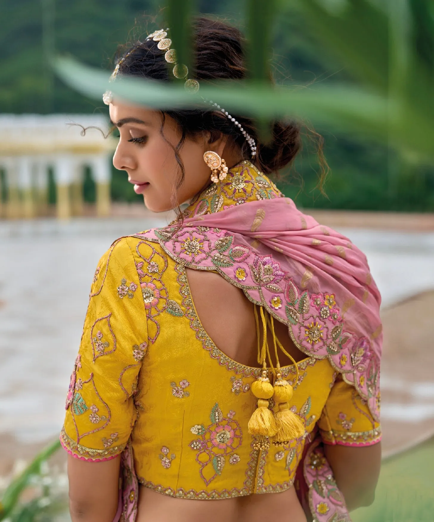 Yellow Multicolor Embroidered Lehenga with Artistic Detailing