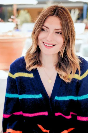 Yvette Cardigan Navy Bright Lines